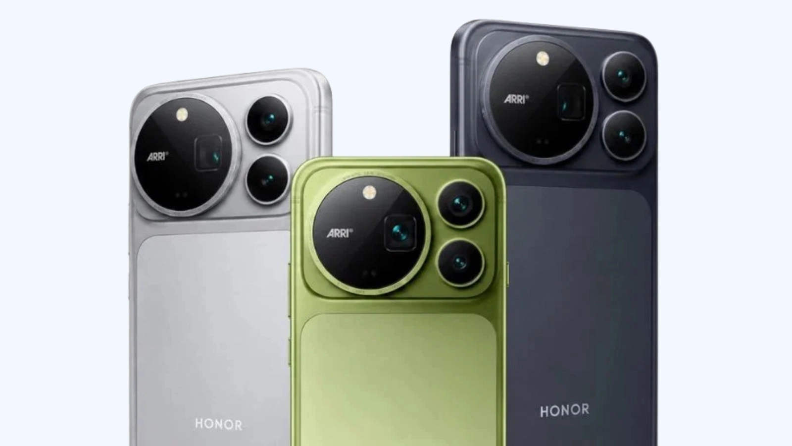 Honor Magic9 Pro Max với ba màu xanh Moss Green, đen Shadow Black và bạc Glacier Silver